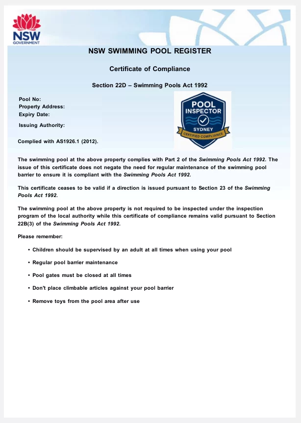 Certificate of Compliance (NSW)